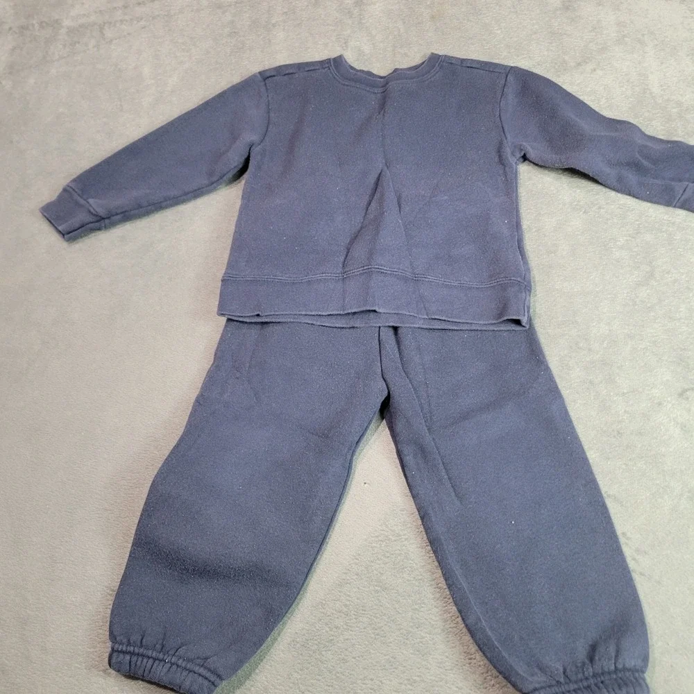 OshKosh Athletic Works Boys 3 Navy Burgundy Striped Rugby Sweatshirt Joggers Set